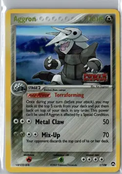 2007 Pokemon EX Power Keepers Stamped Aggron Reverse Holo #1/108 NM - Image 1