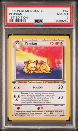 1999 POKEMON JUNGLE 1ST ED #42 PERSIAN PSA 8 - Image 1
