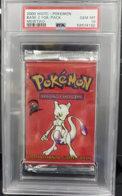 Pokemon 2000 Base Set 2 Booster Pack MEWTWO GEM MINT PSA 10 - Image 1