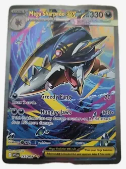 Mega Sharpedo EX HP330 2025 Phantasmal Flames Holo Pokemon Card No 127/094 - Image 1