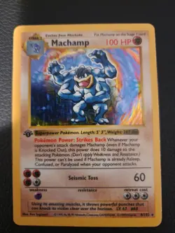Machamp 8/102 Base Set 1st Edition (Shadowless) Holo Rare Pokemon Card - Image 1