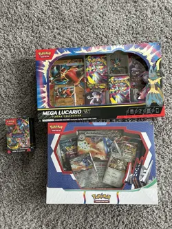 Pokemon Sealed Lot With Lucario Figure Collection,booster Bundle, And Two Boxes - Image 2