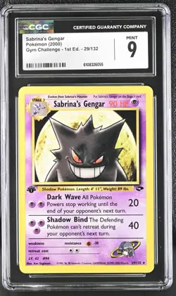 CGC 9 MINT Sabrina's Gengar Gym Challenge 1st Edition 29/132 Pokemon Card - Image 1