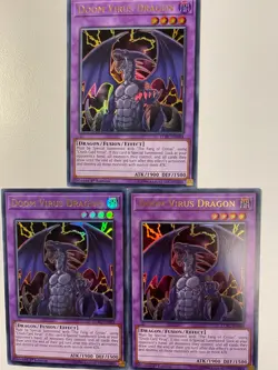 Yugioh Doom Virus Dragon LCKC-EN064 Ultra Rare 1st Edition NM x3 Play Set - Image 1