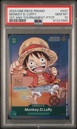 One Piece P-037 Luffy 1st Anniversary Tournament Participant Promo PSA 10 - Image 1