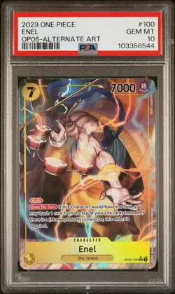 2023 ONE PIECE OP05-AWAKENING OF THE NEW ERA ALTERNATE ART #100 ENEL PSA 10 - Image 1