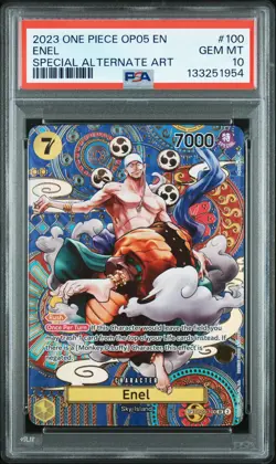 2023 ONE PIECE OP05-AWAKENING OF THE NEW ERA SPECIAL ALTERNATE ART ENEL PSA 10 - Image 1