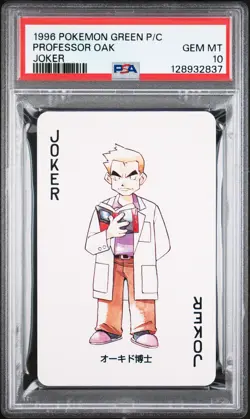 1996 POKEMON GREEN VERSION PLAYING CARDS JOKER PROFESSOR OAK PSA 10 - Image 1