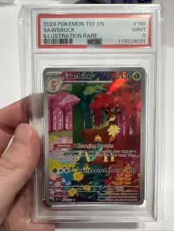 2024 Pokemon TCG Sawsbuck Illustration Rare Mint PSA 9 Card #166 - Image 1