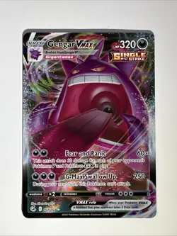 Pokemon TCG Gengar VMAX 157/264 Fusion Strike Ultra Rare Full Art Holo Card - Image 1