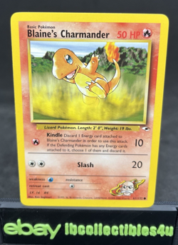Blaine's Charmander Card 061/132 Gym Heroes Regular Vintage Wotc 2000 NM F/S - Image 1