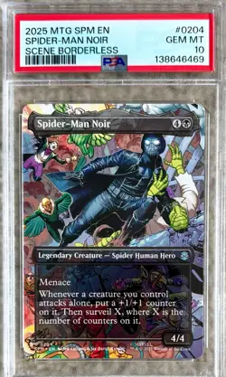 2025 MTG Spider-Man Noir (SCENE BORDERLESS) PSA 10 GEM MINT - POP 1 !!! - Image 1