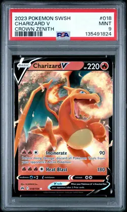 2023 POKEMON SWORD & SHIELD CROWN ZENITH #018 CHARIZARD V PSA 9 - Image 1