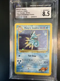 2000 POKEMON GYM HEROES HOLO-PRERELEASE #9 MISTY'S SEADRA CGC 8.5 - Image 1