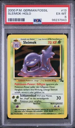 2000 Pokemon GERMAN Unlimited Fossil Sleimok-Muk Holo 13/62 PSA 6 EX-MT - Image 1