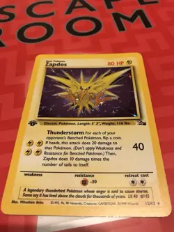 Pokemon TCG Zapdos 15/62 Fossil Holo 1st Edition - Image 1