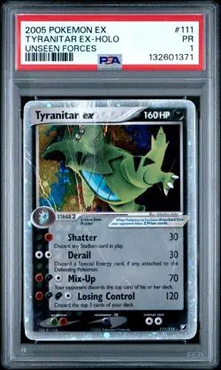 PSA 1 PR 2005 Pokemon EX Unseen Forces Tyranitar EX Holo Foil Rare 111/115 - Image 1