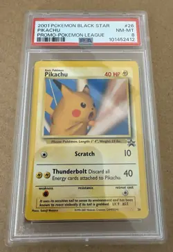 Pokemon 2001 Black Star Pikachu #26 PSA 8 - Image 1