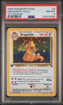 Dragonite 1999 Pokemon Fossil 1st Edition PSA 8 #4 - Image 1
