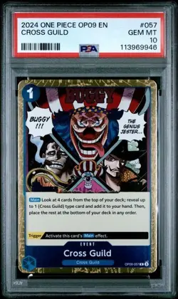 2024 One Piece OP09 EN Cross Guild PSA 10 GEM RARE Buggy #057 Dracule Crocodile - Image 1