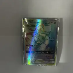 Pokemon Mewtwo GX Holo Card Rainbow Secret Rare Shining Legends - Image 1