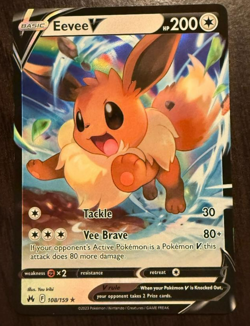 Eevee V 108/159 Crown Zenith Holo Ultra Rare Pokemon Card TCG 108/159 - Image 1