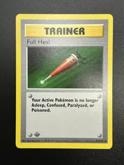 FULL HEAL Pokemon Card - WOTC - 1st Edition - Base Set - Shadowless - 82/102 NM - Image 1