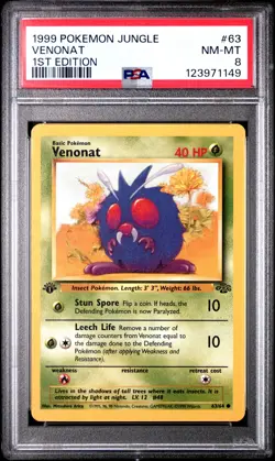 1999 POKEMON JUNGLE 1ST ED #63 VENONAT PSA 8 - Image 1