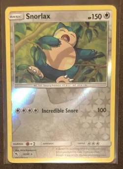 2019 Pokemon Snorlax #50 Hidden Fates Reverse Holo - Image 1