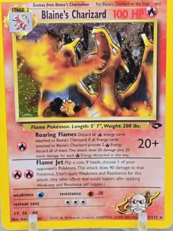 Pokemon Blaine's Charizard 2/132 Gym Challenge Holo CORRECTED Fire Symbol Vintag - Image 5