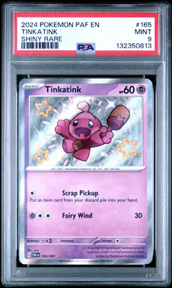 2024 POKEMON PAF EN-PALDEAN FATES SHINY RARE #165 TINKATINK PSA 9 - Image 1