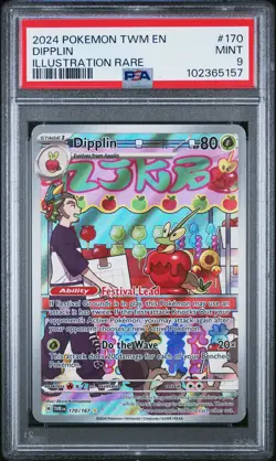 2024 POKEMON TWM EN-TWILIGHT MASQUERADE ILLUSTRATION RARE #170 DIPPLIN PSA 9 - Image 1