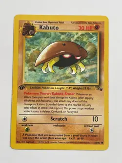 1999 Pokemon Fossil Kabuto 1st Edition Common LP 50/62 - Image 1
