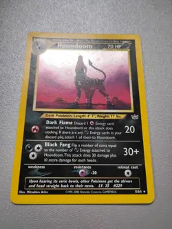 Pokemon TCG Houndoom Neo Revelation Holo 8/64 Giant Full Moon Plus Swirl Lp-Mp - Image 2