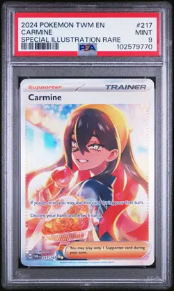 2024 POKEMON TWM EN-TWILIGHT MASQUERADE SPECIAL ILLUSTRATION RARE CARMINE PSA 9 - Image 1