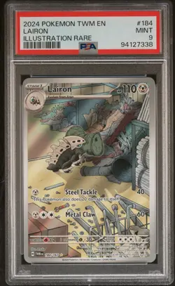 2024 POKEMON TWM EN-TWILIGHT MASQUERADE ILLUSTRATION RARE #184 LAIRON PSA 9 - Image 1