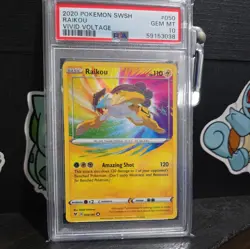 2020 POKEMON SWORD & SHIELD VIVID VOLTAGE #050 RAIKOU PSA 10 - Image 1