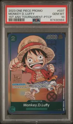 One Piece P-037 Luffy 1st Anniversary Tournament Participant Promo PSA 10 - Image 1