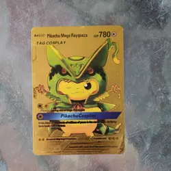 Gold - Pikachu Mega Rayquaza - Pokemon - Fan Art Card - Image 1