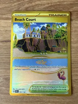 Beach Court 263/182 Paradox Rift Gold Holo Hyper Rare Pokemon Card English NM - Image 1