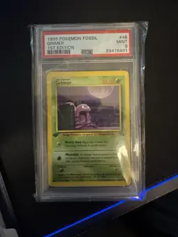 PSA 9 MT Grimer 1st Edition Fossil 48/62 Pokemon Card - Image 1