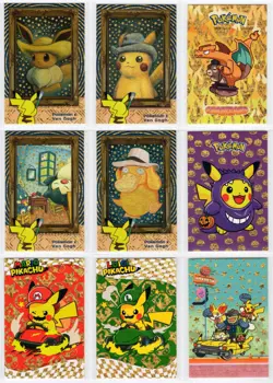 GOLD FOIL RARE - Electric Pikachu Card Database - 9 CARD LOT - BOX HITS - Image 1
