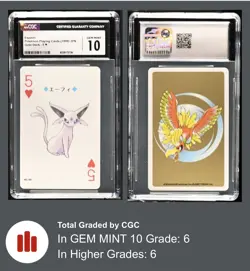 Espeon 5 of Hearts Pokemon Playing Card 1999 Ho-Oh Gold Deck CGC 10 LOW POP - Image 2