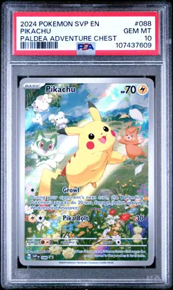 2024 POKEMON SVP EN-SV BLACK STAR PROMO PALDEA ADVENTURE CHEST PIKACHU PSA 10 - Image 1