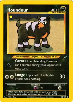 Pokemon TCG Houndour Neo Destiny Unlimited Uncommon 43/105 LP - Image 1
