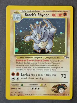 Pokemon TCG - Brock's Rhydon #2/132 Gym Heroes Holo Unlimited Rare - Image 1