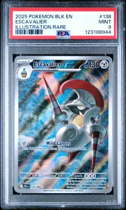 2025 POKEMON BLK EN-BLACK BOLT #138 ESCAVALIER ILLUSTRATION RARE PSA 9 - Image 1