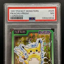 1997 POCKET MONSTERS CARDDASS #025 PIKACHU-PRISM PSA 7 - Image 2