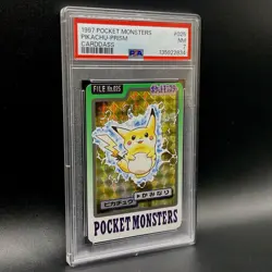 1997 POCKET MONSTERS CARDDASS #025 PIKACHU-PRISM PSA 7 - Image 3