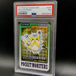 1997 POCKET MONSTERS CARDDASS #025 PIKACHU-PRISM PSA 7 - Image 4